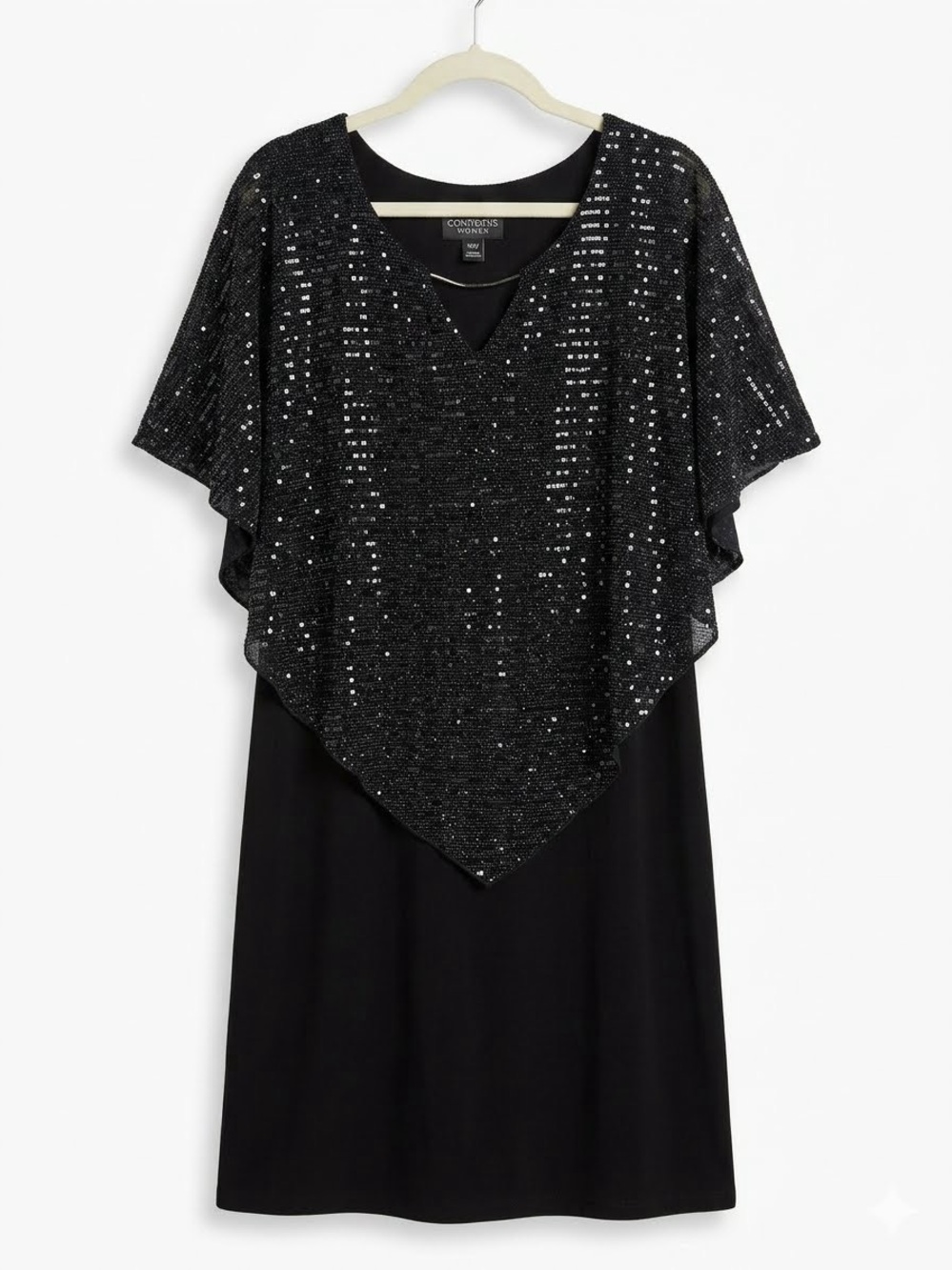 En Focus Women Black Sequin Popover Sheath Dress Plus Size 16W EUC